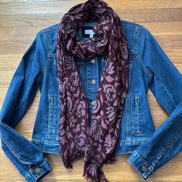 LOFT Accessories - Loft burgundy floral print scarf in gauzy fabric.